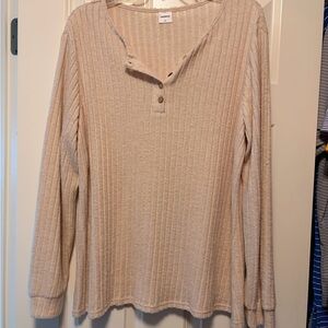 Universal Thread Women's Beige Ribbed Button Down Shirt